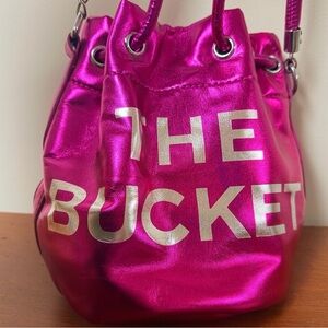 Hot Pink Metallic “The Bucket” Drawstring Bag Y2K Barbiecore Bucket Purse